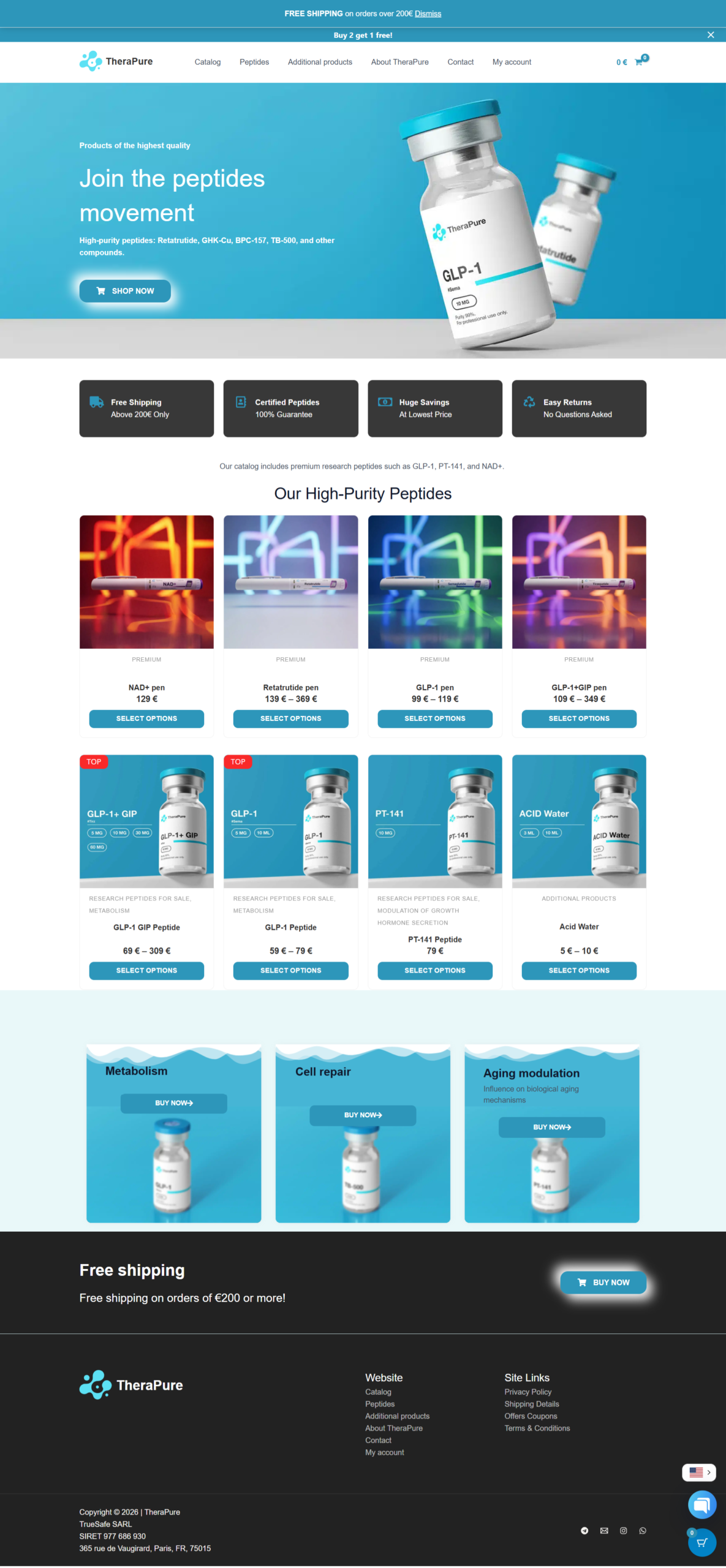 Therapure Peptides Website
